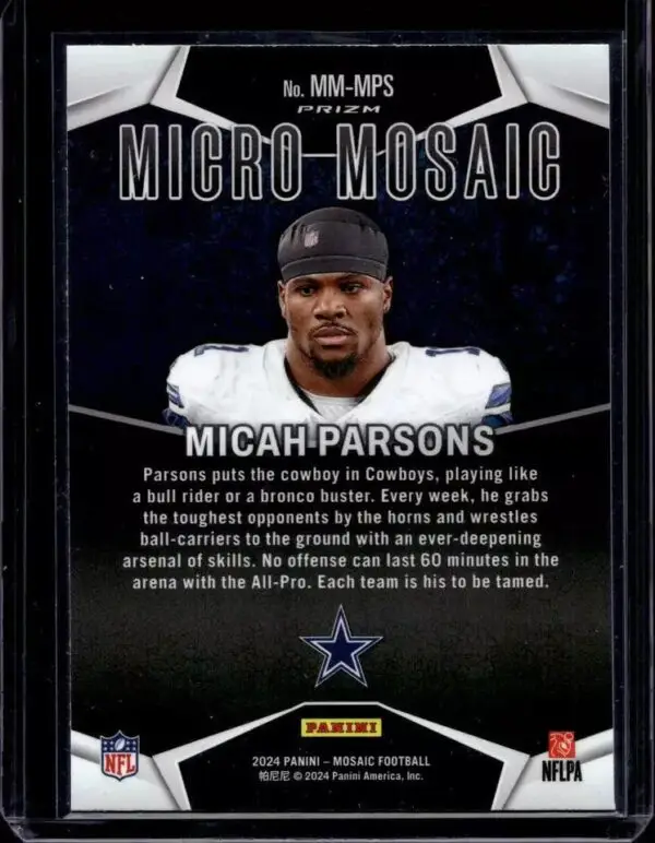 Micah Parsons 2024 Panini Mosaic Micro Mosaic SSP Dallas Cowboys MM-MPS - Image 2