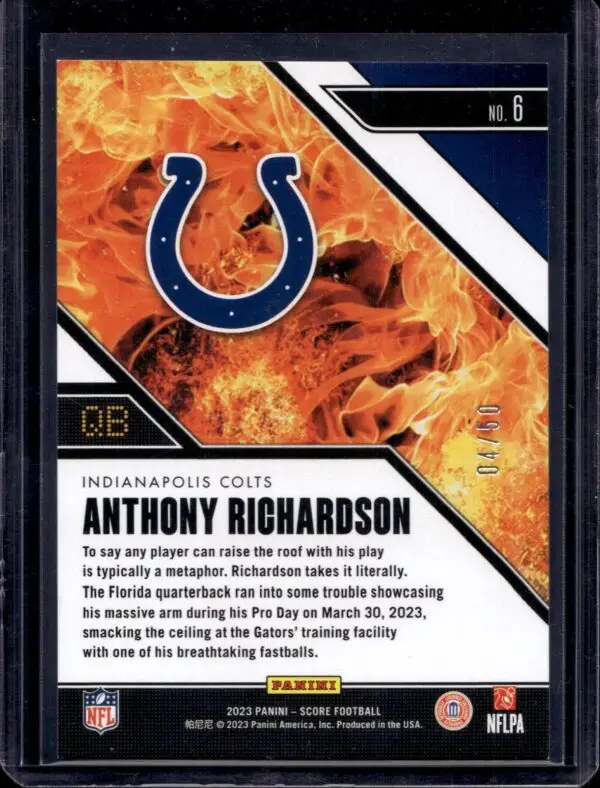 Anthony Richardson 2023 Score Hot Rookies Gold Zone /50 Indianapolis Colts 6 - Image 2