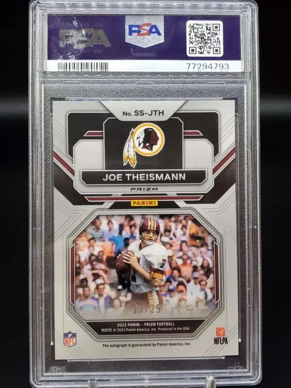 Joe Theismann 2022 Panini Prizm Navy Camo Auto /25 Washington Redskins SS-JTH PSA 10 - Image 2