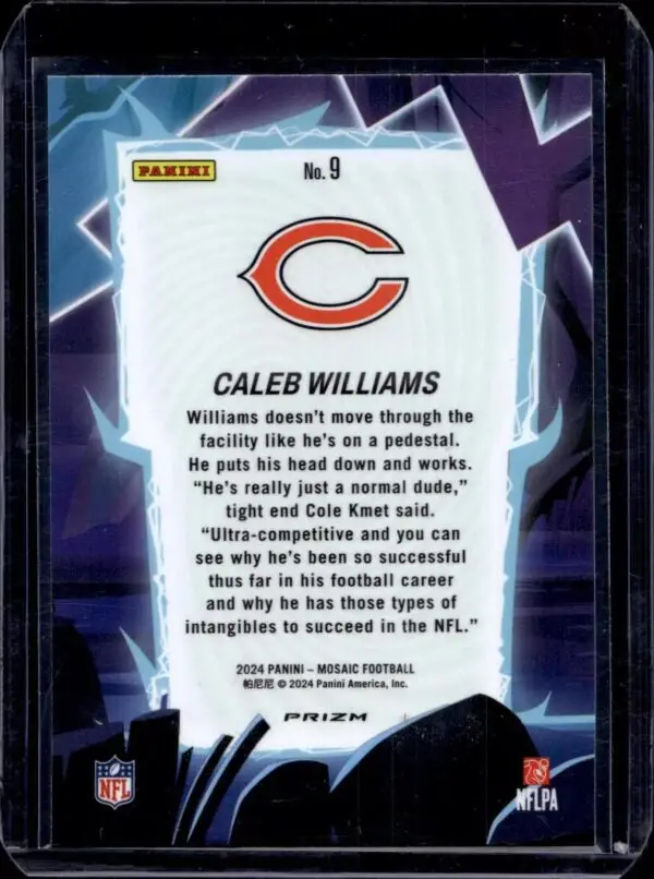 Caleb Williams 2024 Panini Mosaic Storm Silver Holo RC Chicago Bears 3 - Image 2