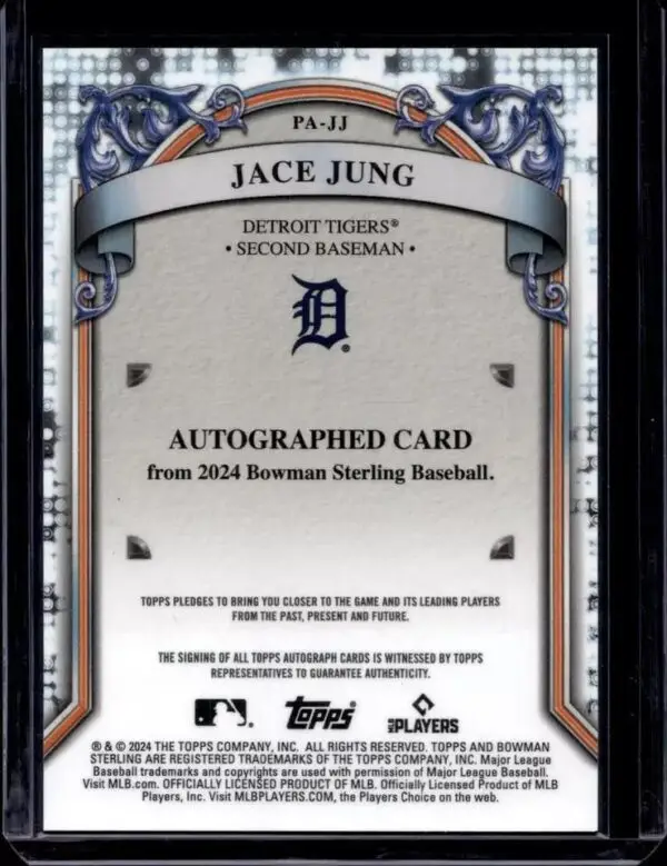 Jace Jung 2024 Bowman Sterling Prospect Auto Detroit Tigers PA-JJ - Image 2