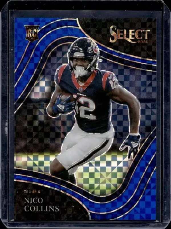 Nico Collins 2021 Panini Select Blue Prizm /49 RC Houston Texans 369