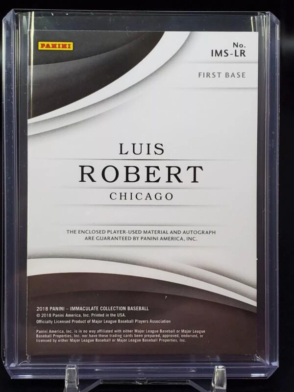 Luis Robert 2018 Panini Immaculate Relic Auto /49 Chicago White Sox IMS-LR - Image 2