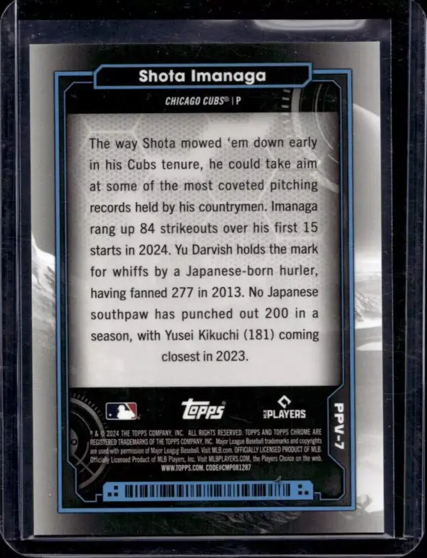 Shota Imanaga 2024 Topps Chrome Cosmic Planetary Pursuit Venus Chicago Cubs PPV-7 - Image 2