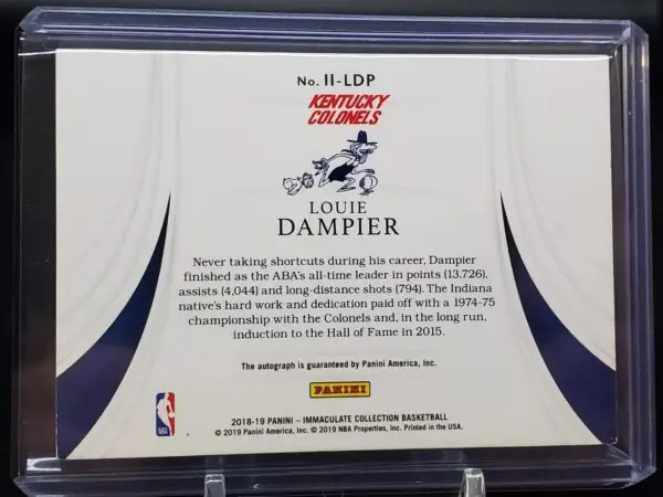 Louie Dampier 2018-19 Panini Immaculate Auto /99 Kentucky Colonels II-LDP - Image 2