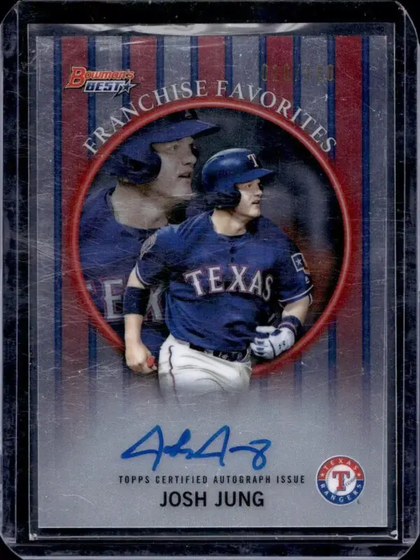 Josh Jung 2019 Bowman's Best 1999 Franchise Favorites Auto /120 Texas Rangers 99FFA-JJ