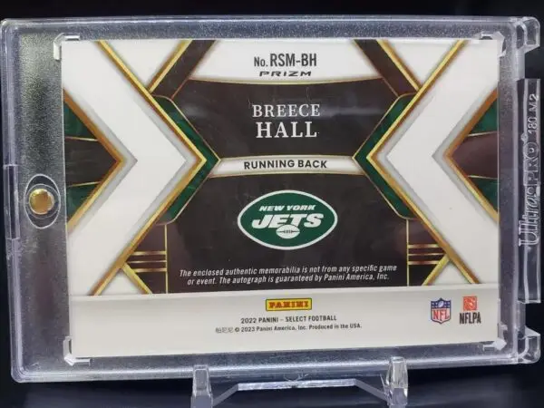 Breece Hall 2022 Panini Select Red Wave Patch Auto RC New York Jets RSM-BH - Image 2