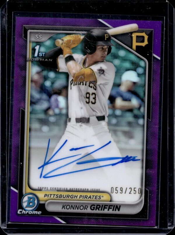 Konnor Griffin 2024 Bowman Draft Chrome Purple Auto /250 Pittsburgh Pirates CPA-KG