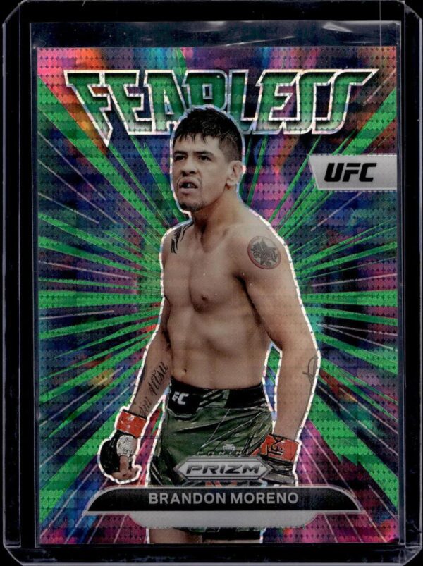 Brandon Moreno 2023 Panini Prizm UFC Fearless Green Pulsar /25 1