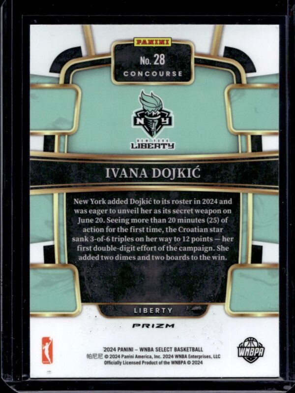 Ivana Dojkic 2024 Panini Select WNBA Tiger Prizm New York Liberty 28 - Image 2