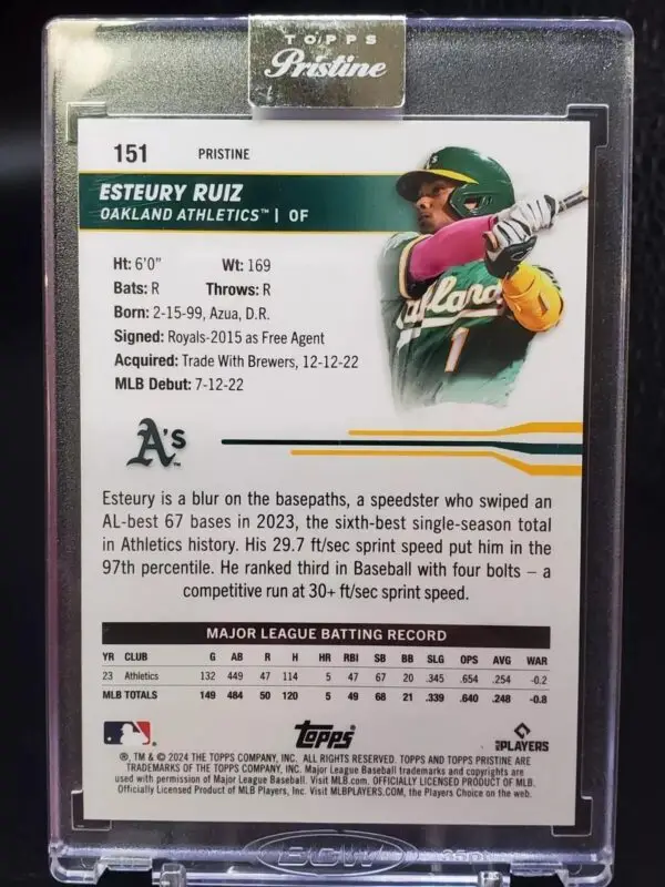 Esteury Ruiz 2024 Topps Pristine Red Pristine Refractor /5 Oakland Athletics 151 - Image 2