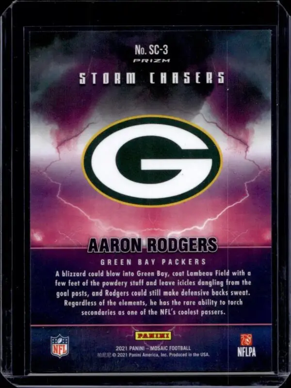 Aaron Rodgers 2021 Panini Mosaic Storm Chasers Case Hit SSP Green Bay Packers - Image 2