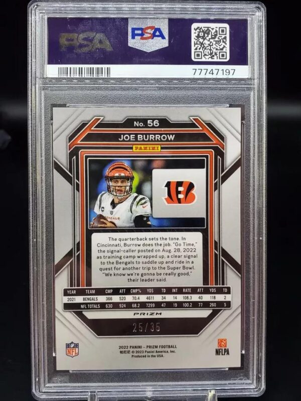 Joe Burrow 2022 Panini Prizm Red Shimmer /35 Cincinnati Bengals 56 PSA 9 - Image 2