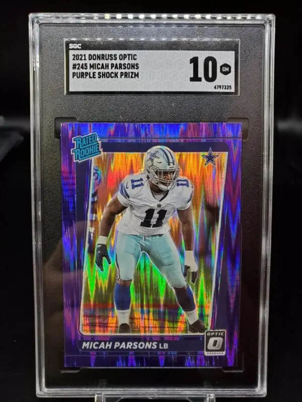 Micah Parsons 2021 Donruss Optic Purple Shock Rated Rookie Dallas Cowboys 245 SGC 10