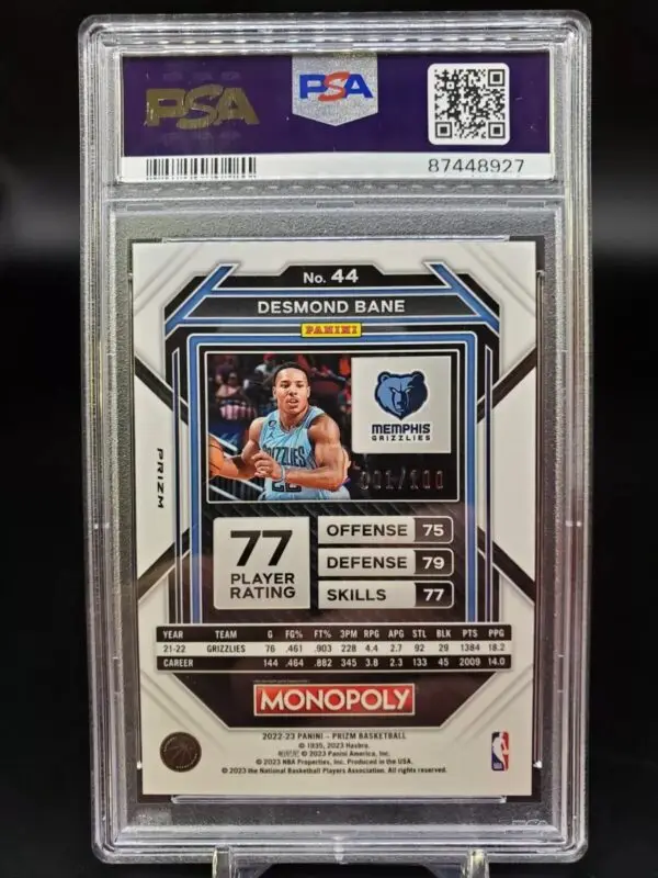 Desmond Bane 2022-23 Panini Prizm Monopoly Red Money Shimmer Memphis Grizzlies 44 PSA 10 - Image 2