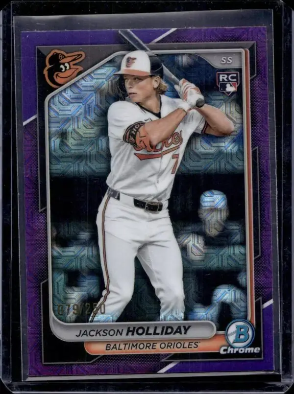 Jackson Holliday 2024 Bowman Mega Purple Refractor /250 RC Baltimore Orioles 26