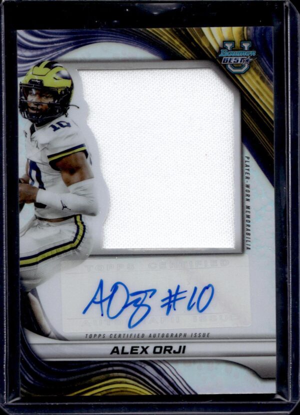 Alex Orji 2024 Bowman University Best Jumbo Relic Auto Michigan Wolverines PJA-AO