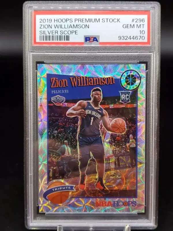 Zion Williamson 2019-20 Hoops Premium Stock Silver Scope RC New Orleans Pelicans 296 PSA 10