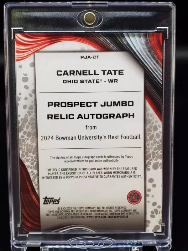 Carnell Tate 2024 Bowman Best U Prospect Jumbo Auto /99 Ohio State Buckeyes PJA-CT - Image 2