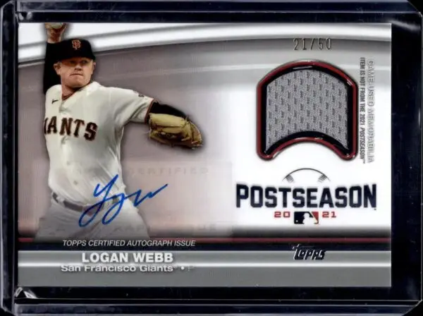 Logan Webb 2022 Topps Postseason Auto /50 San Francisco Giants PPAR-LW