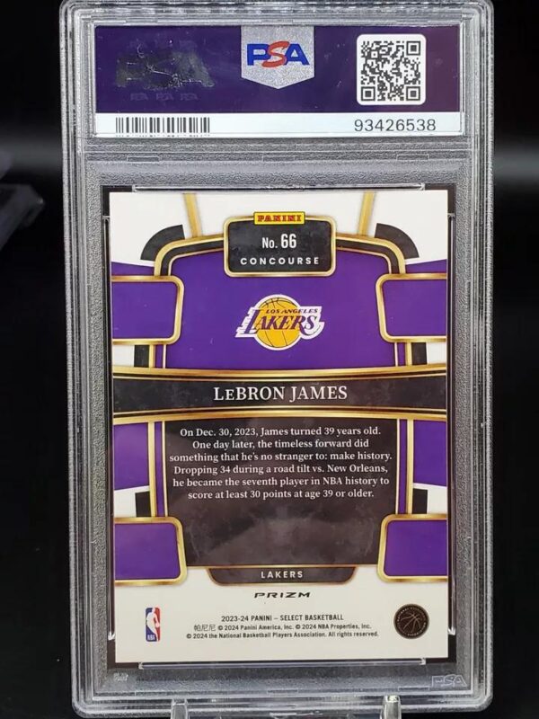 LeBron James 2023-24 Panini Select Scope Prizm Los Angeles Lakers 66 PSA 10 - Image 2