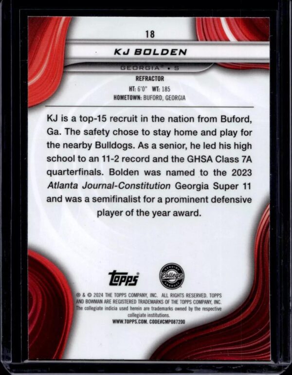 KJ Bolden 4 Card Lot 2024 Bowman Best University (/10, /35, /100, Refractor) Georgia Bulldogs 18 - Image 10