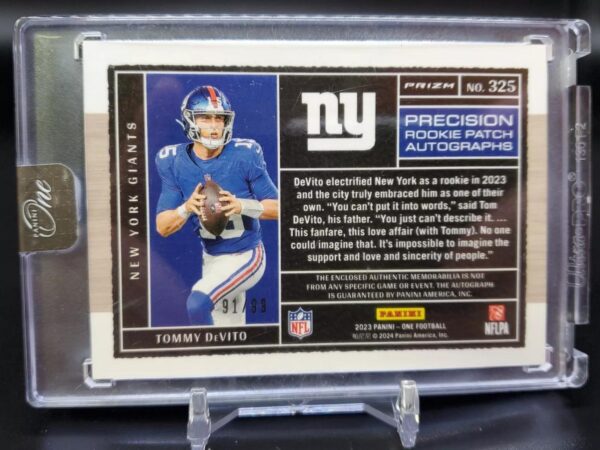 Tommy Devito 2023 Panini One Rookie Patch Auto /99 New York Giants 325 - Image 2