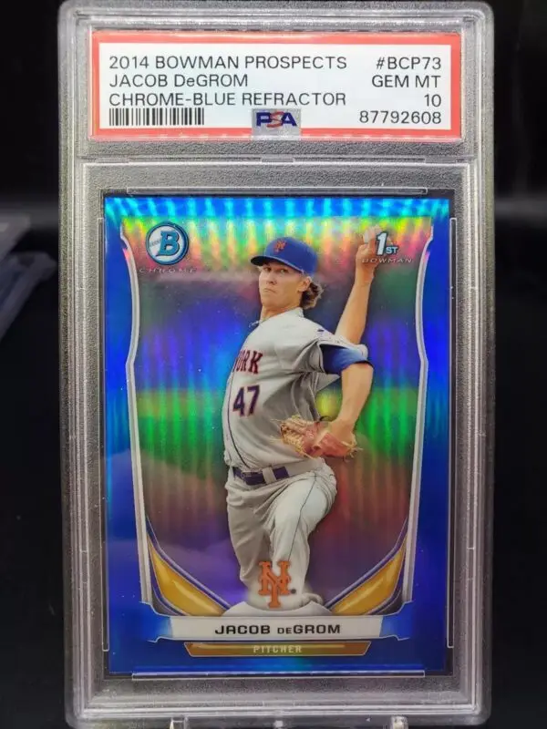 Jacob DeGrom 2014 Bowman 1st Chrome Blue Refractor /250 New York Mets BCP73 PSA 10