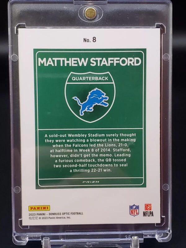 Matthew Stafford 2023 Donruss Optic International Downtown Detroit Lions 8 - Image 2