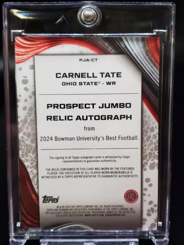 Carnell Tate 2024 Bowman University Best Jumbo Relic Auto /99 Ohio State Buckeyes PJA-CT - Image 2