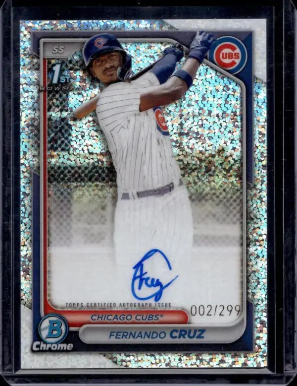 2024 Bowman Chrome Fernando Cruz Speckle Refractor Auto /299 Cubs CPA-FC