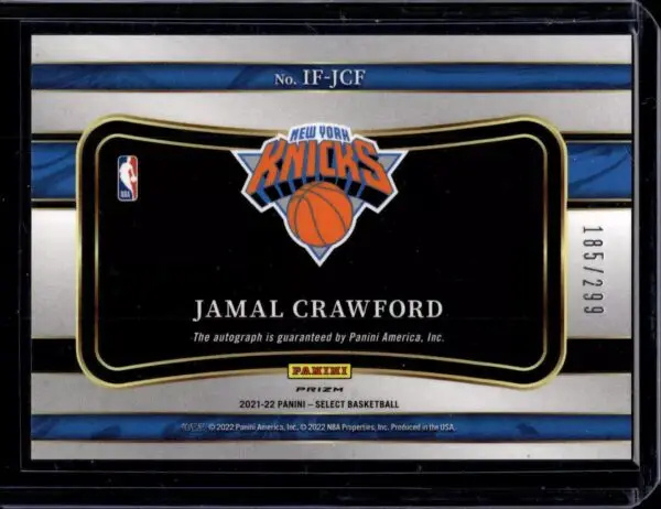 Jamal Crawford 2021-22 Panini Select In Flight Signatures Auto New York Knicks - Image 2