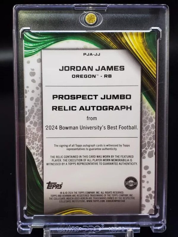 Jordan James 2024 Bowman University Best Jumbo Relic Auto Oregon Ducks PJA-JJ - Image 2