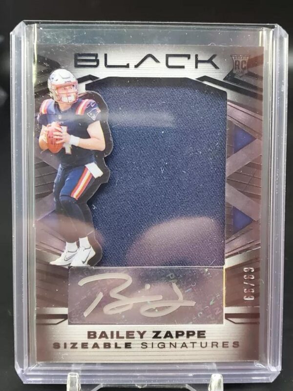 Bailey Zappe 2022 Panini Black RC Relic Auto /99 New England Patriots SSR-BZA