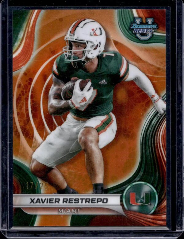 Xavier Restrepo 2024 Bowman Best University Orange Refractor /25 Miami Hurricanes 65