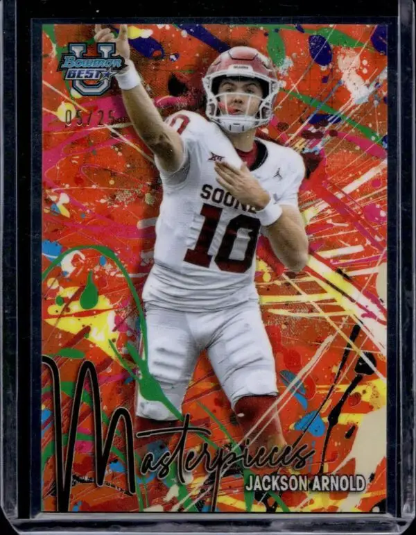 Jackson Arnold 2024 Bowman Best University Masterpieces Orange /25 Oklahoma Sooners BM-7