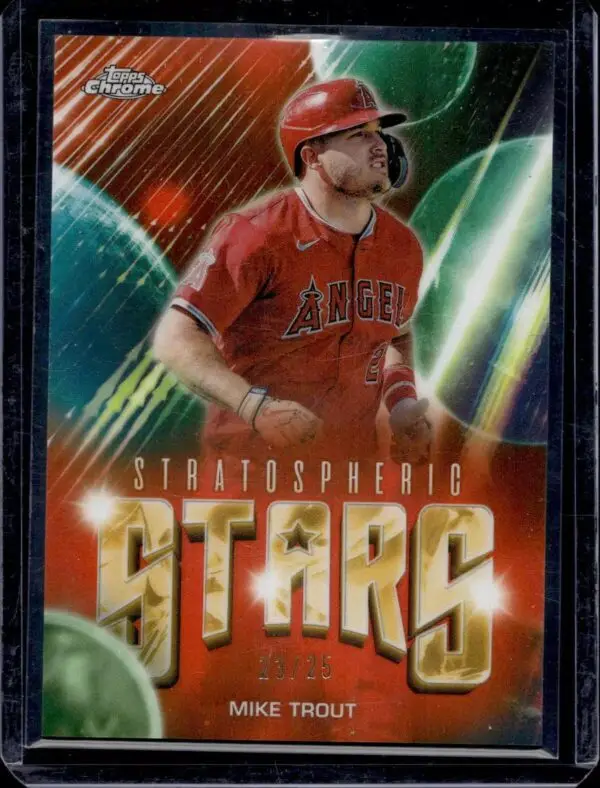 Mike Trout 2024 Topps Chrome Update Stratospheric Stars Orange /25 Los Angeles Angels SSC-7