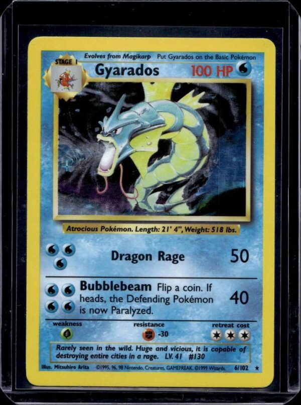 Gyarados Holo Pokemon Base Set 6/102