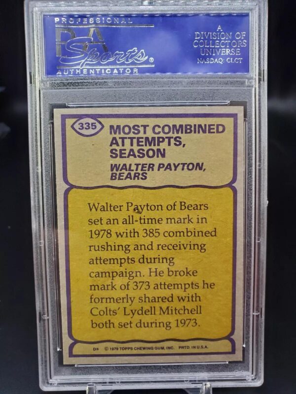 Walter Payton 1979 Topps Record Breaker Chicago Bears 335 PSA 8 - Image 2