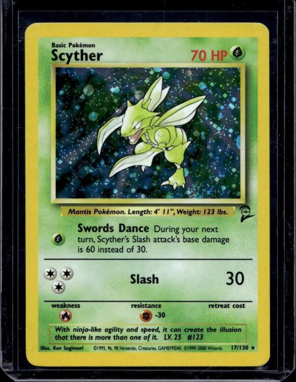 Scyther Holo Pokemon Base Set 2 17/130