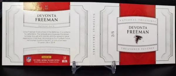 Devonta Freeman 2017 National Treasures Patch Relic /5 Atlanta Falcons 22 - Image 2