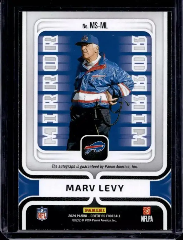 Marv Levy 2024 Panini Certified Auto /50 Buffalo Bills MS-ML - Image 2