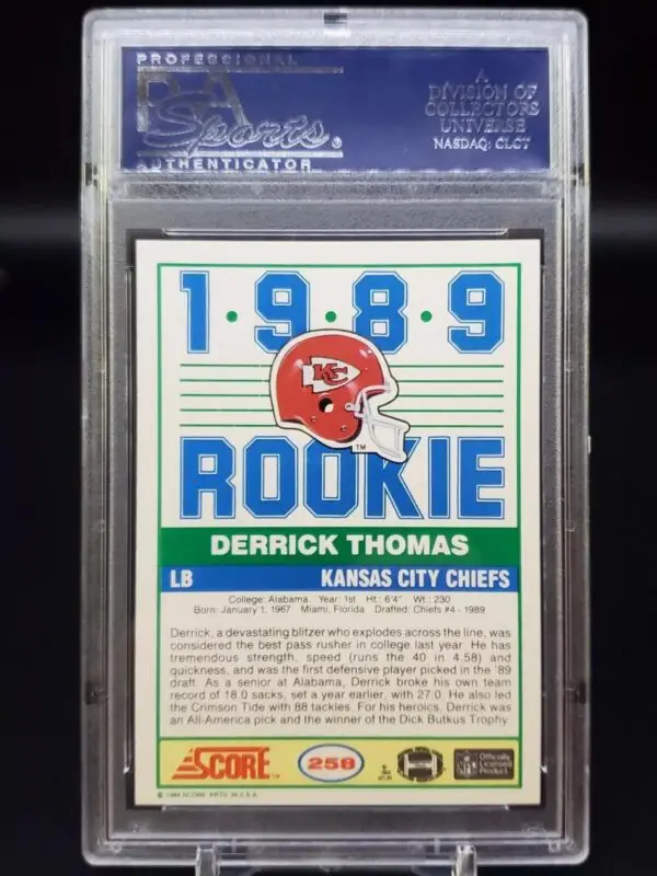 Derrick Thomas 1989 Score Rookie RC Kansas City Chiefs 258 PSA 10 - Image 2