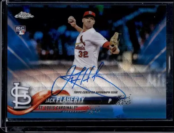 Jack Flaherty 2018 Topps Chrome RC Blue Wave Auto /150 St. Louis Cardinals RA-JF