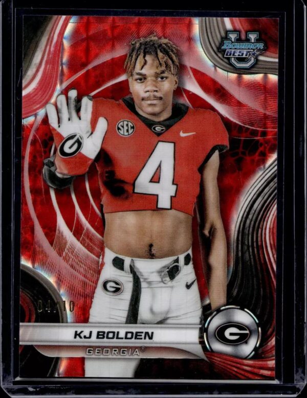 KJ Bolden 4 Card Lot 2024 Bowman Best University (/10, /35, /100, Refractor) Georgia Bulldogs 18 - Image 3