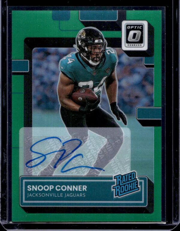 Snoop Conner 2022 Donruss Optic Rated Rookie Green Auto /5 Jacksonville Jaguars