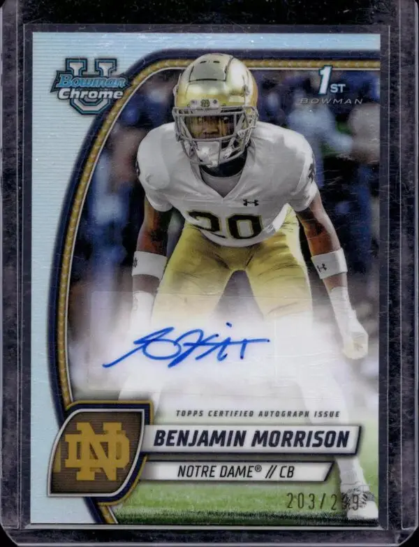 Benjamin Morrison 2024 Bowman U Chrome Refractor Auto /299 Notre Dame Fighting Irish PA-BMO