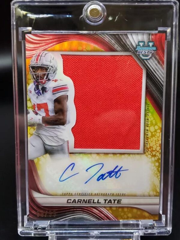 Carnell Tate 2024 Bowman University Best Jumbo Relic Auto /99 Ohio State Buckeyes PJA-CT