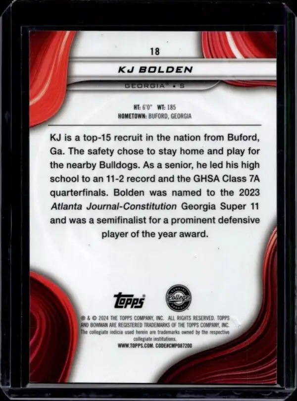 KJ Bolden 4 Card Lot 2024 Bowman Best University (/10, /35, /100, Refractor) Georgia Bulldogs 18 - Image 6