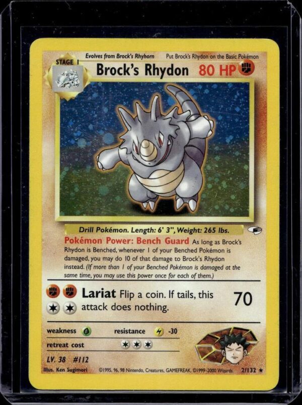 Brock's Rhydon Holo Pokemon Gym Heroes 2/132